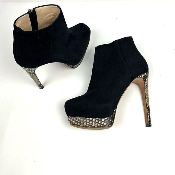 Alexandre Birman Black Suede Python Heels Ankle Booties size EUR 35 US 5 - Picture 3 of 15